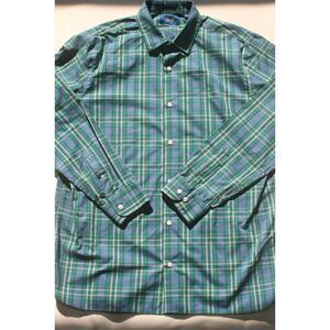 Fairlane Men's XL Green/ Blue Cotton Plaid Long Sleeve Button Down‎ (0578)